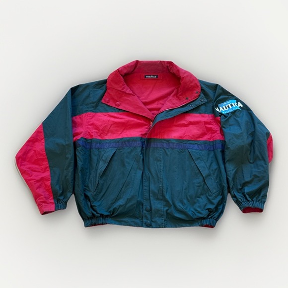 Vintage Nautica Jacket Mens XL Challenge‎ J Class Reversible Yacht Bomber 90s